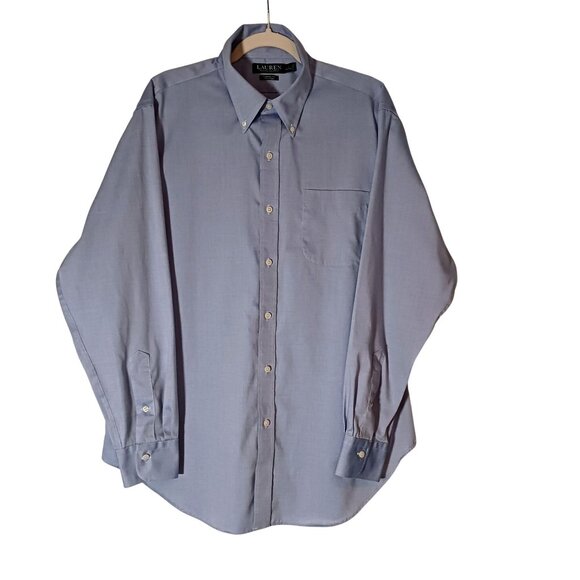 Lauren Ralph Lauren Classic Fit Non Iron Blue Button-up Shirt Size 17 34/15 - Picture 1 of 9
